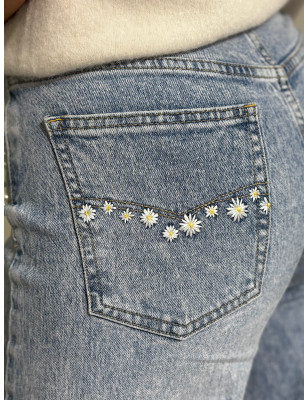 Calças de ganga Wide Leg c/aplicações