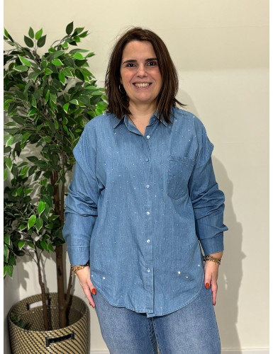 Camisa de ganga c/brilhos