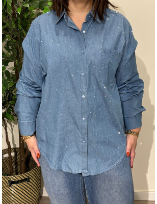 Camisa de ganga c/brilhos