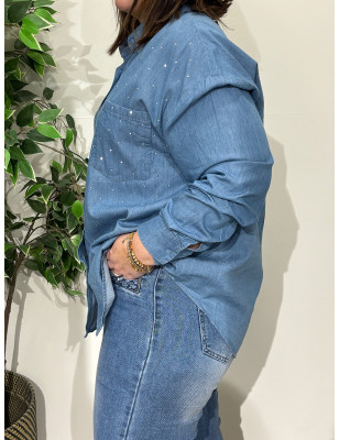 Camisa de ganga c/brilhos