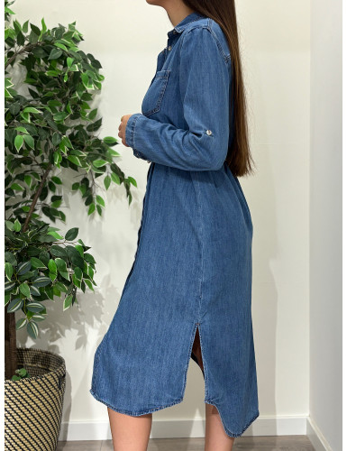 Vestido de ganga c/corte direto