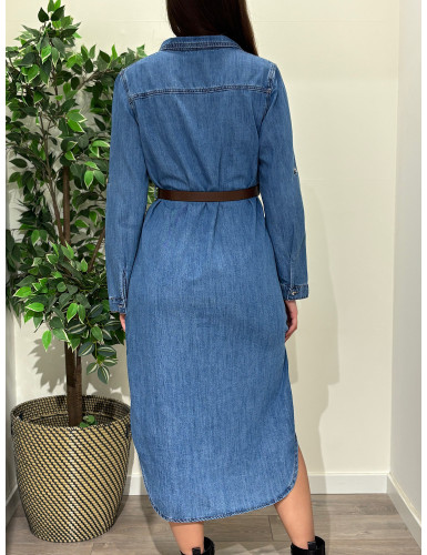 Vestido de ganga c/corte direto