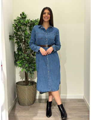 Vestido de ganga c/corte direto