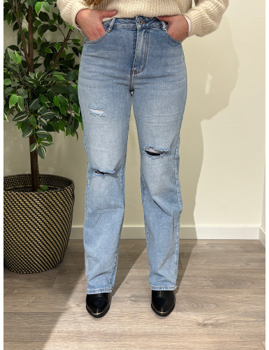 Calças de ganga Wide Leg c/rasgos