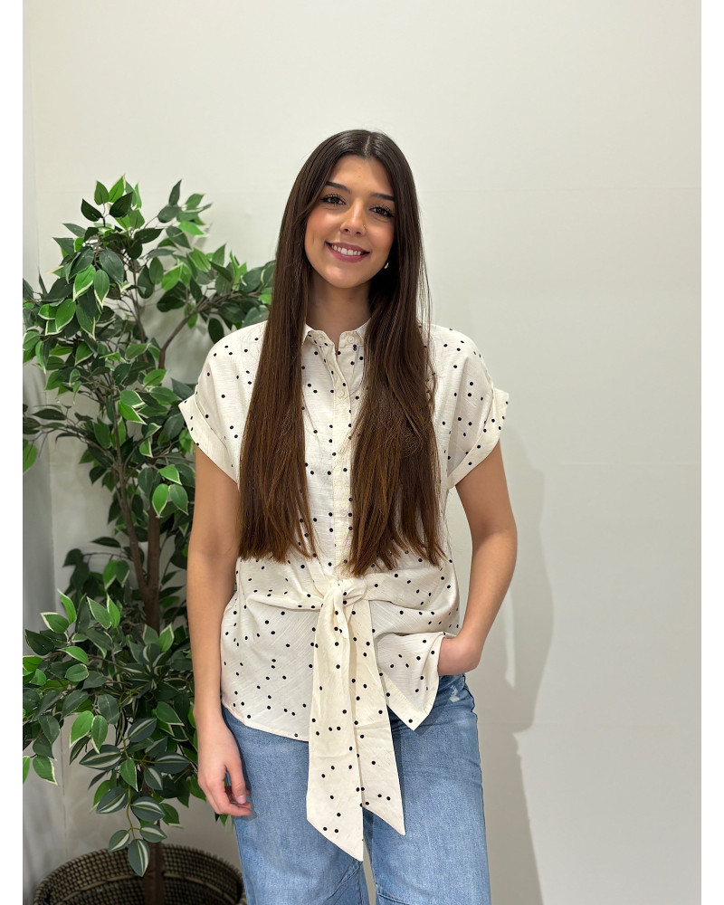 Camisa de manga curta c/bolinhas