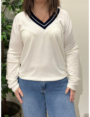 Pulôver Liso com decote em V