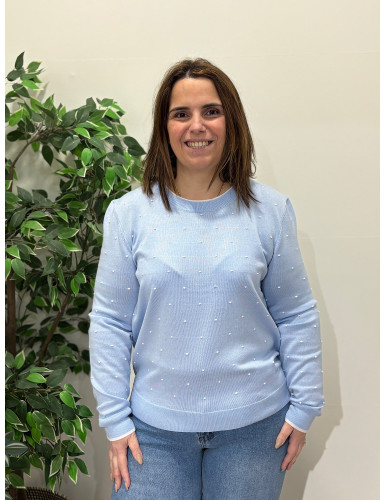 Camisola de malha fina c/bolinhas