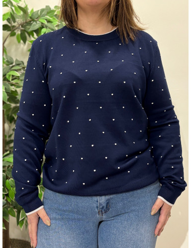 Camisola de malha fina c/bolinhas