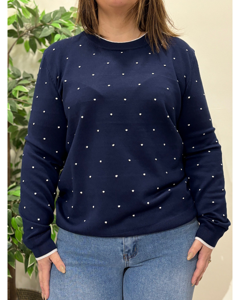 Camisola de malha fina c/bolinhas