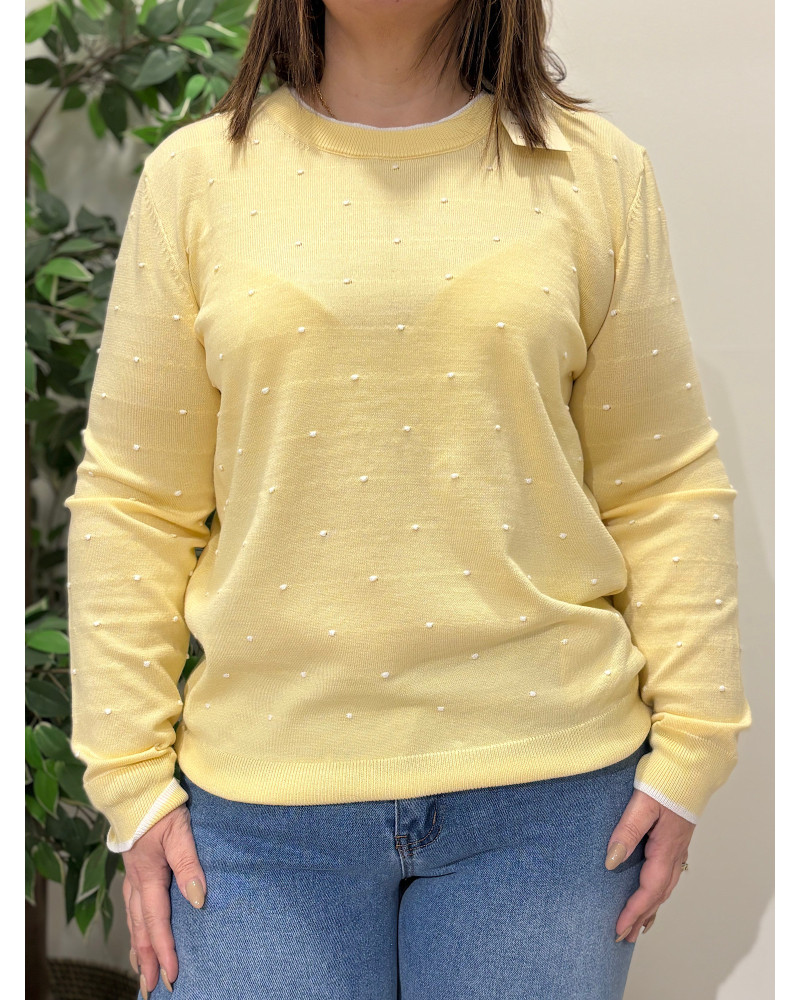 Camisola de malha fina c/bolinhas