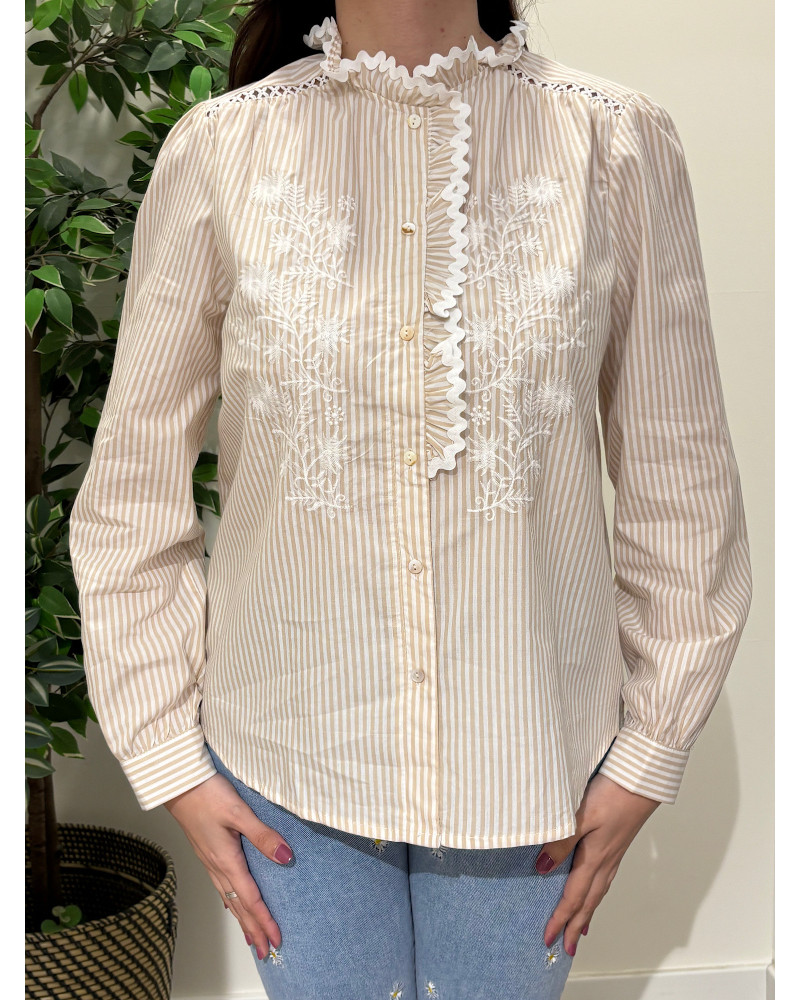 Camisa de riscas detalhada