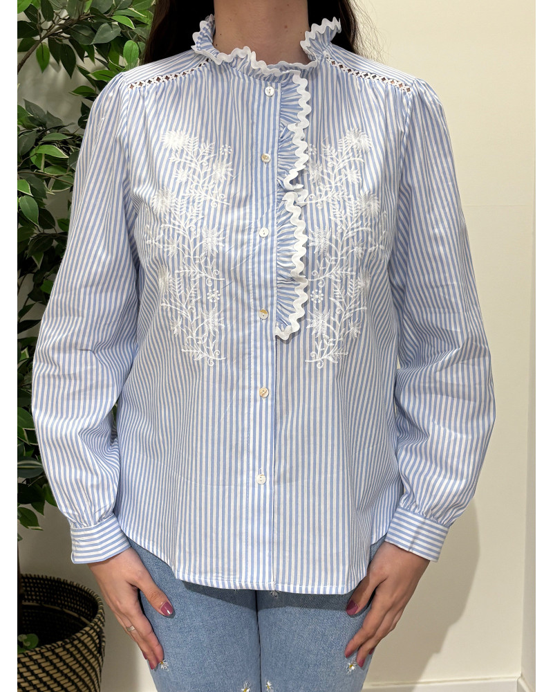 Camisa de riscas detalhada